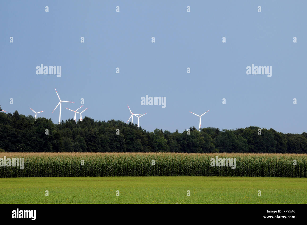 rural landscape with wind turbines Stock Photo - Alamy