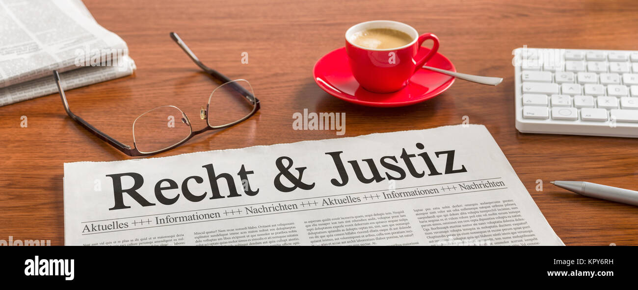 newspaper desk - law and justice Stock Photo