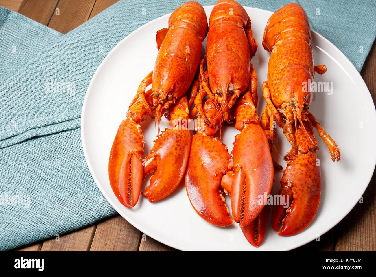 Cooked red Lobsters Stock Photo