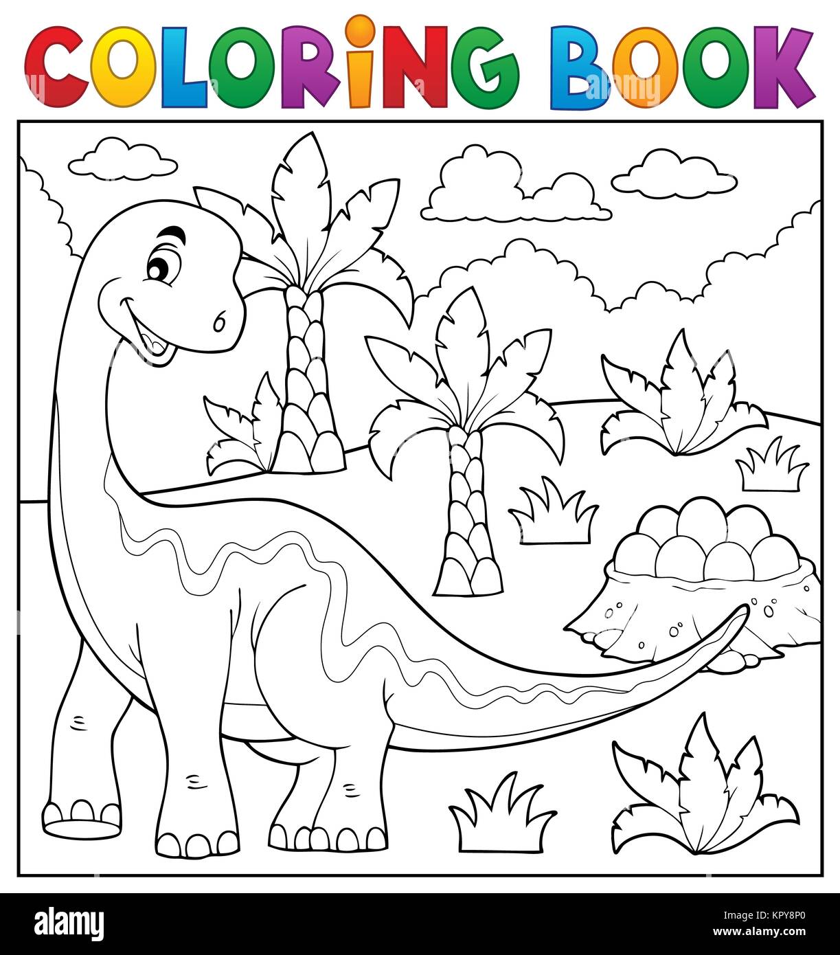 Coloring book dinosaur topic 6 Stock Photo