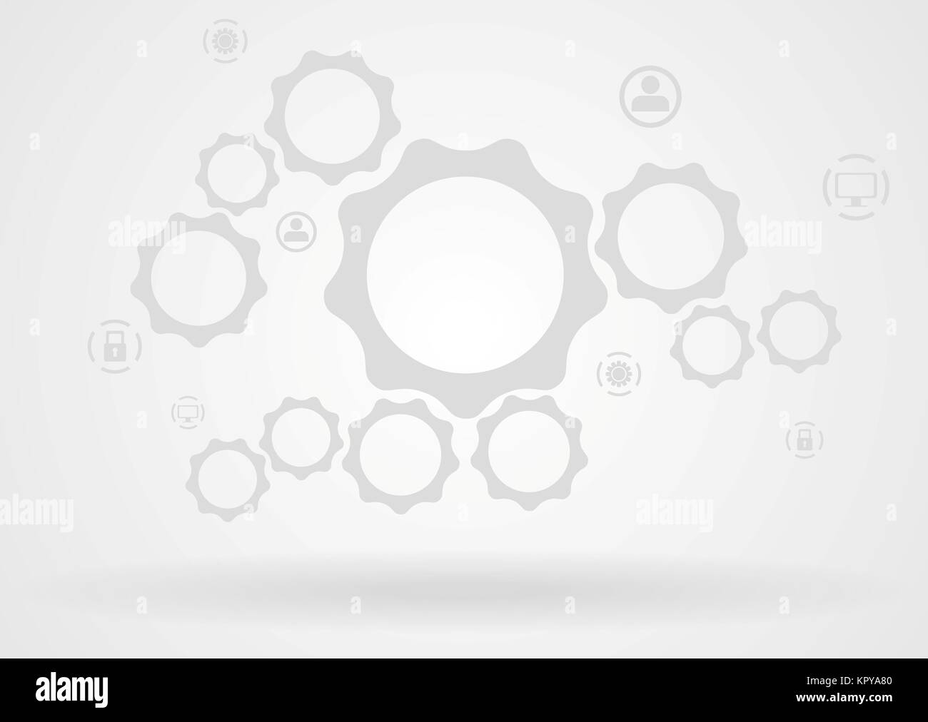 Abstract background with gears and icons. Technology design Stock Photo