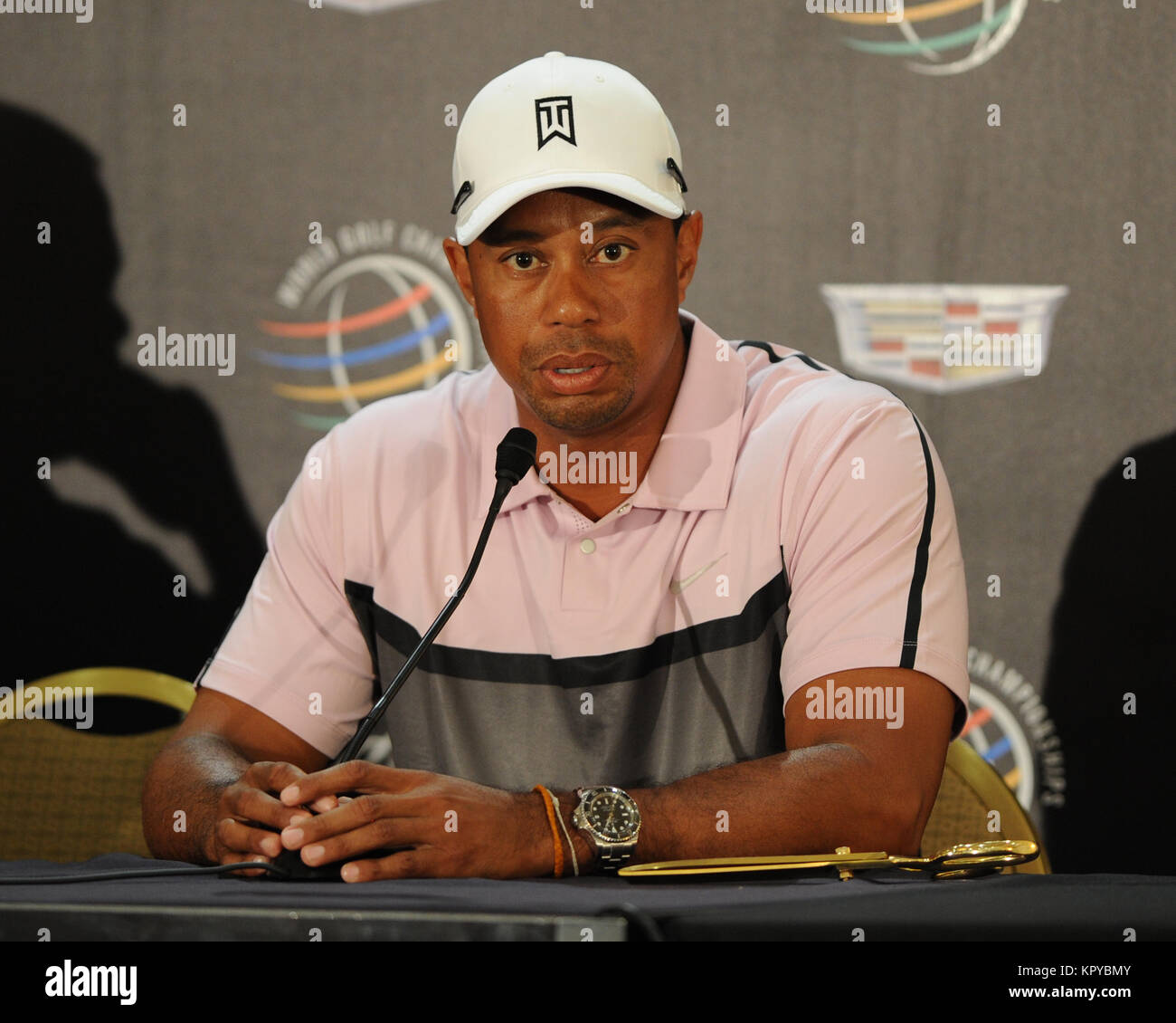 DORAL, FL - MARCH 05: Tiger Woods participates in the pratice round of the World Golf Championships-Cadillac Championship at Trump National Doral on March 5, 2014 in Doral, Florida  People:  Tiger Woods Stock Photo