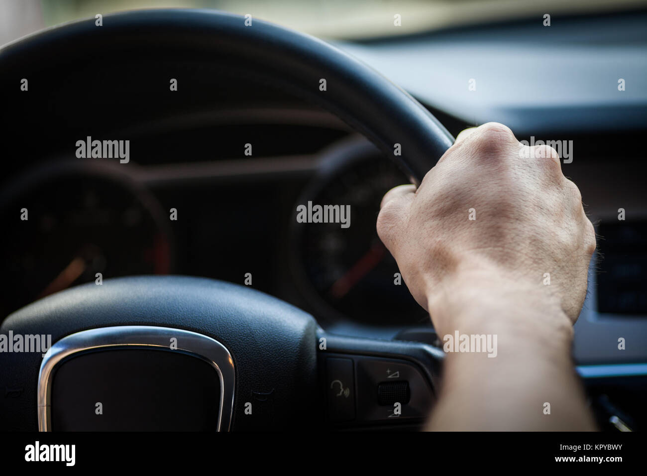 Hands on steering wheel Stock Photo Alamy