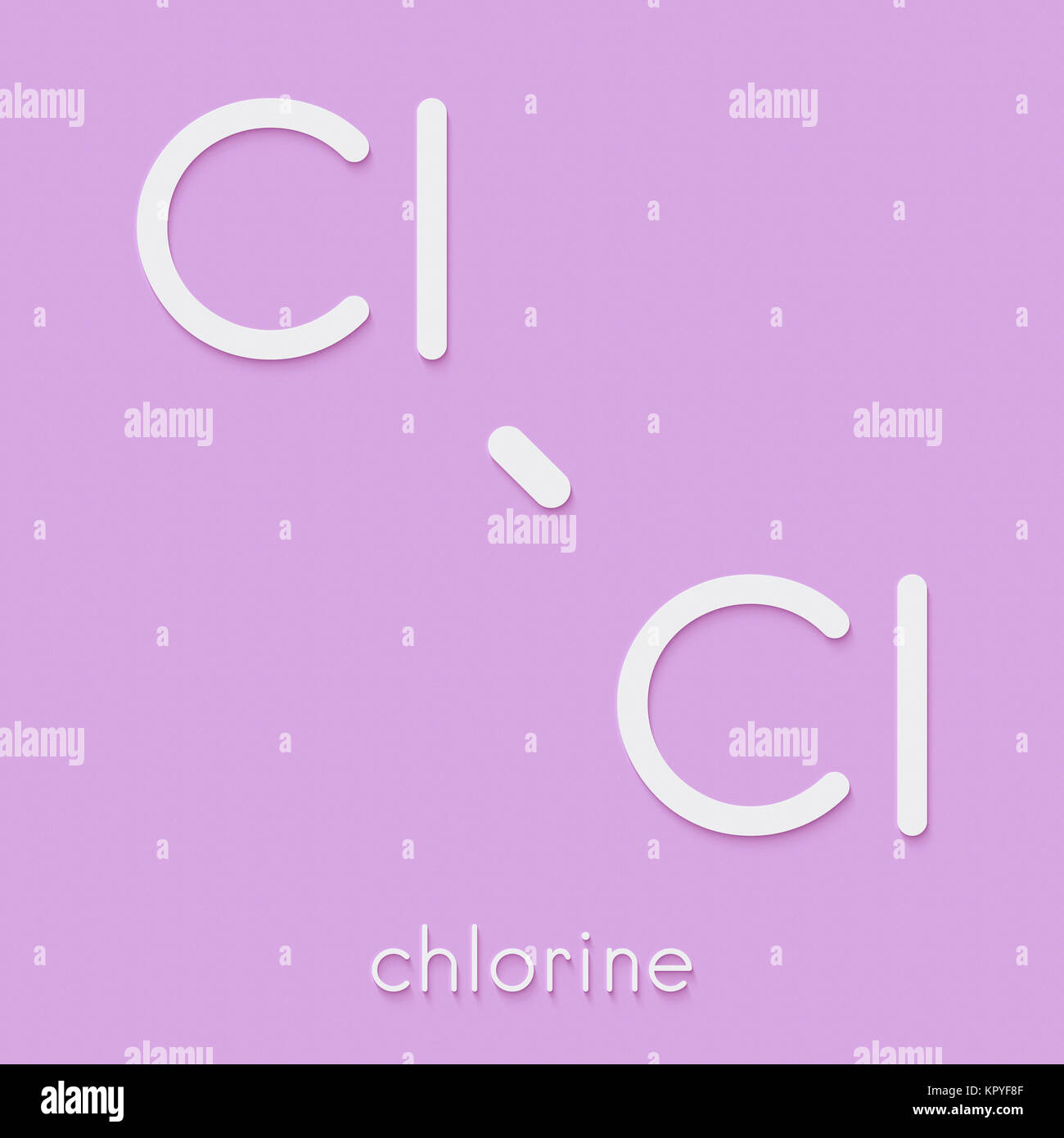 Elemental chlorine (Cl2). Skeletal formula. Stock Photo