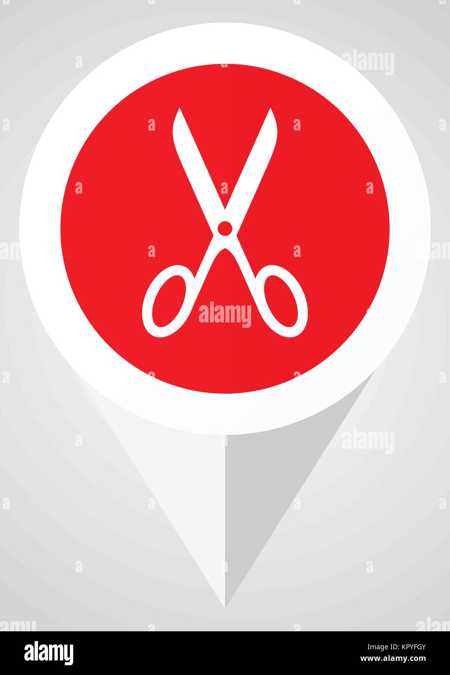 Scissors red flat pointer vector icon. Modern design web button in eps ...