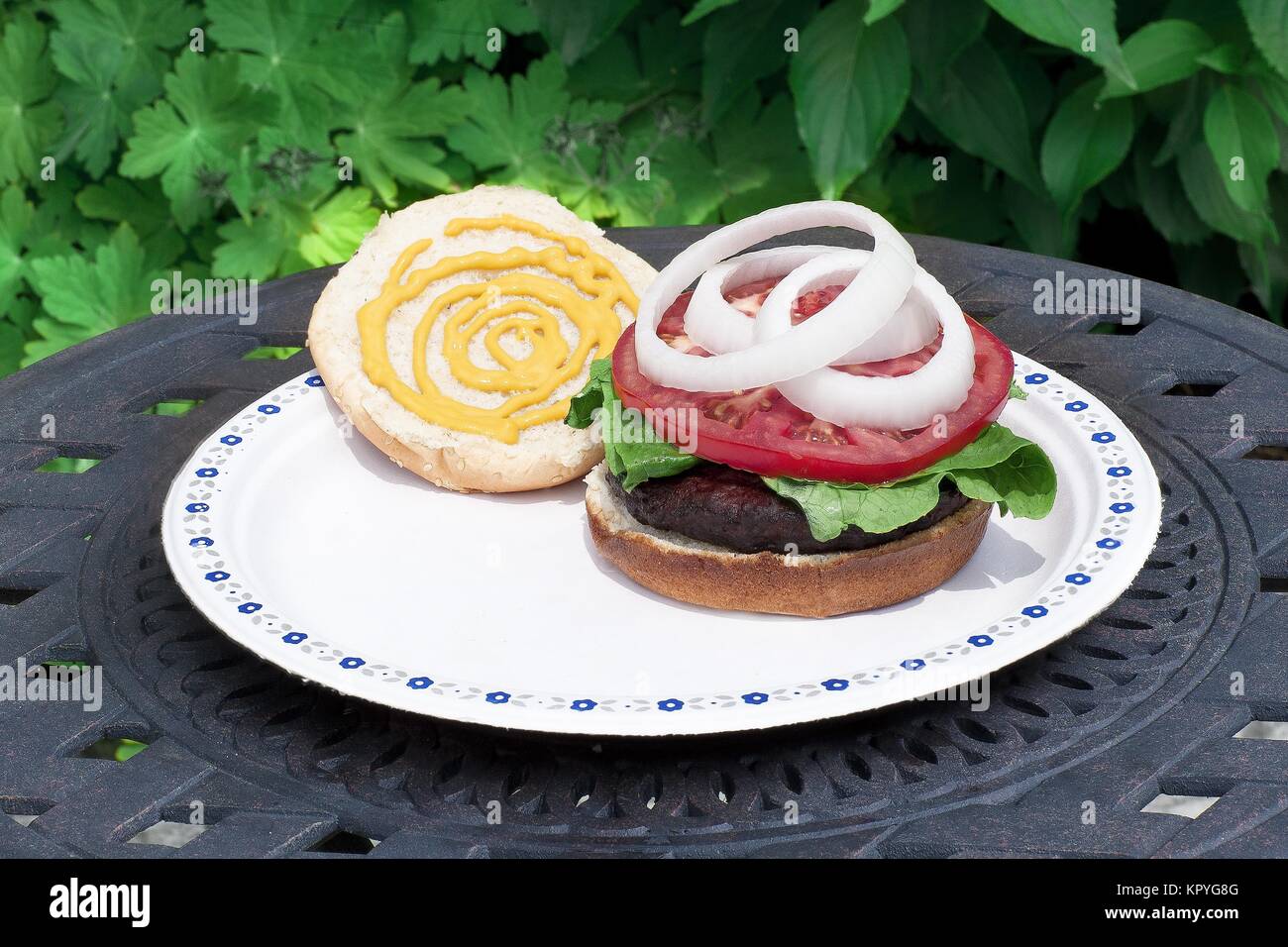 mustardy burger Stock Photo