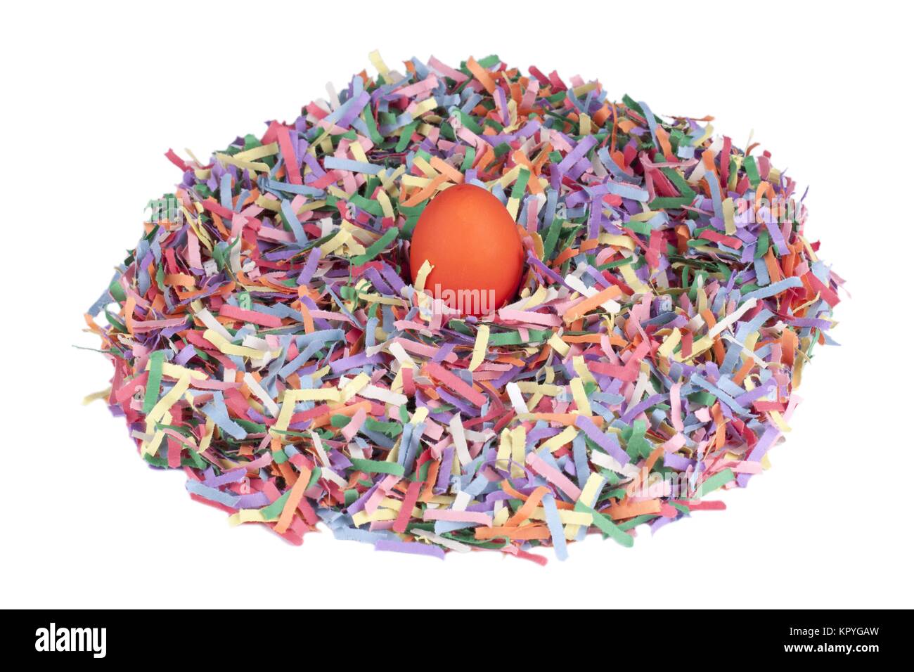 orange egg and confetti Stock Photo Alamy