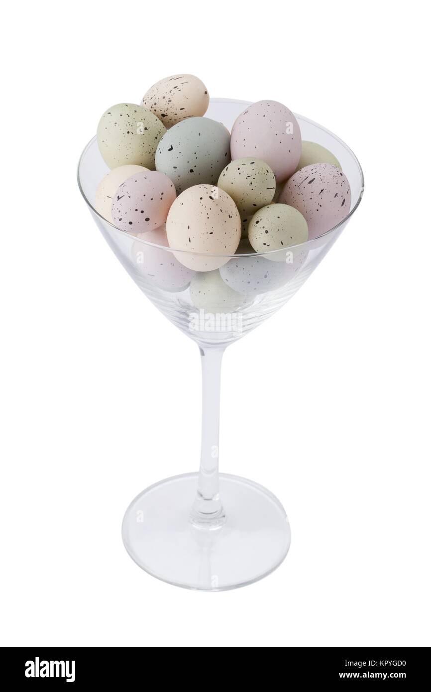 painted eggs inside a big glass Stock Photo Alamy