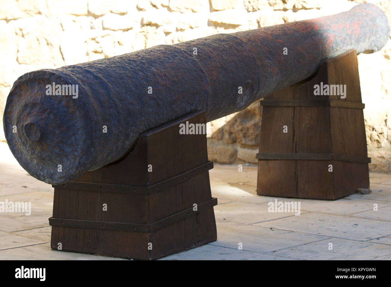 Ancient cannons of defense weapons in the old fortress, the island of