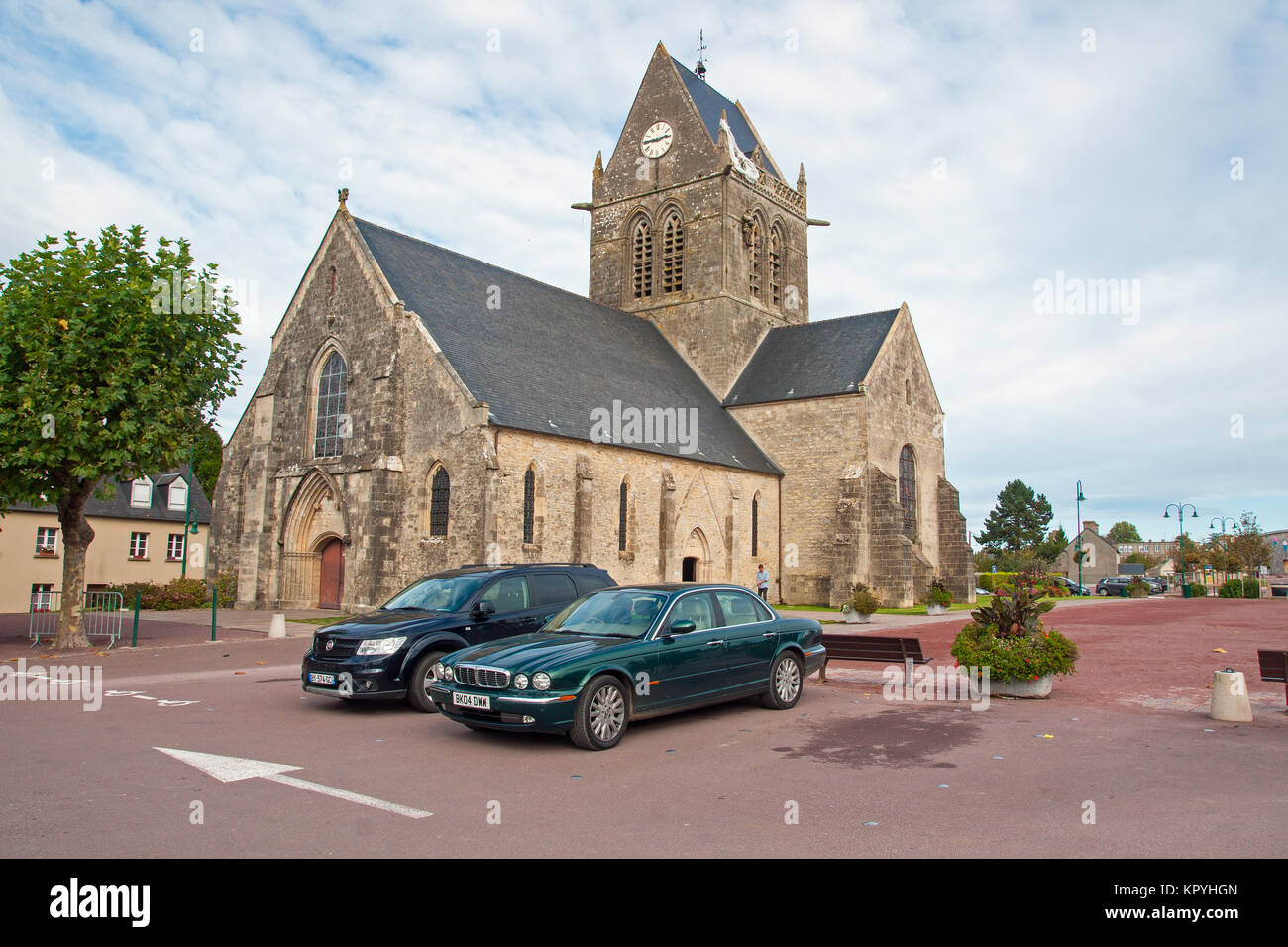 The Church at SainteMereEglise, Normandy Stock Photo Alamy