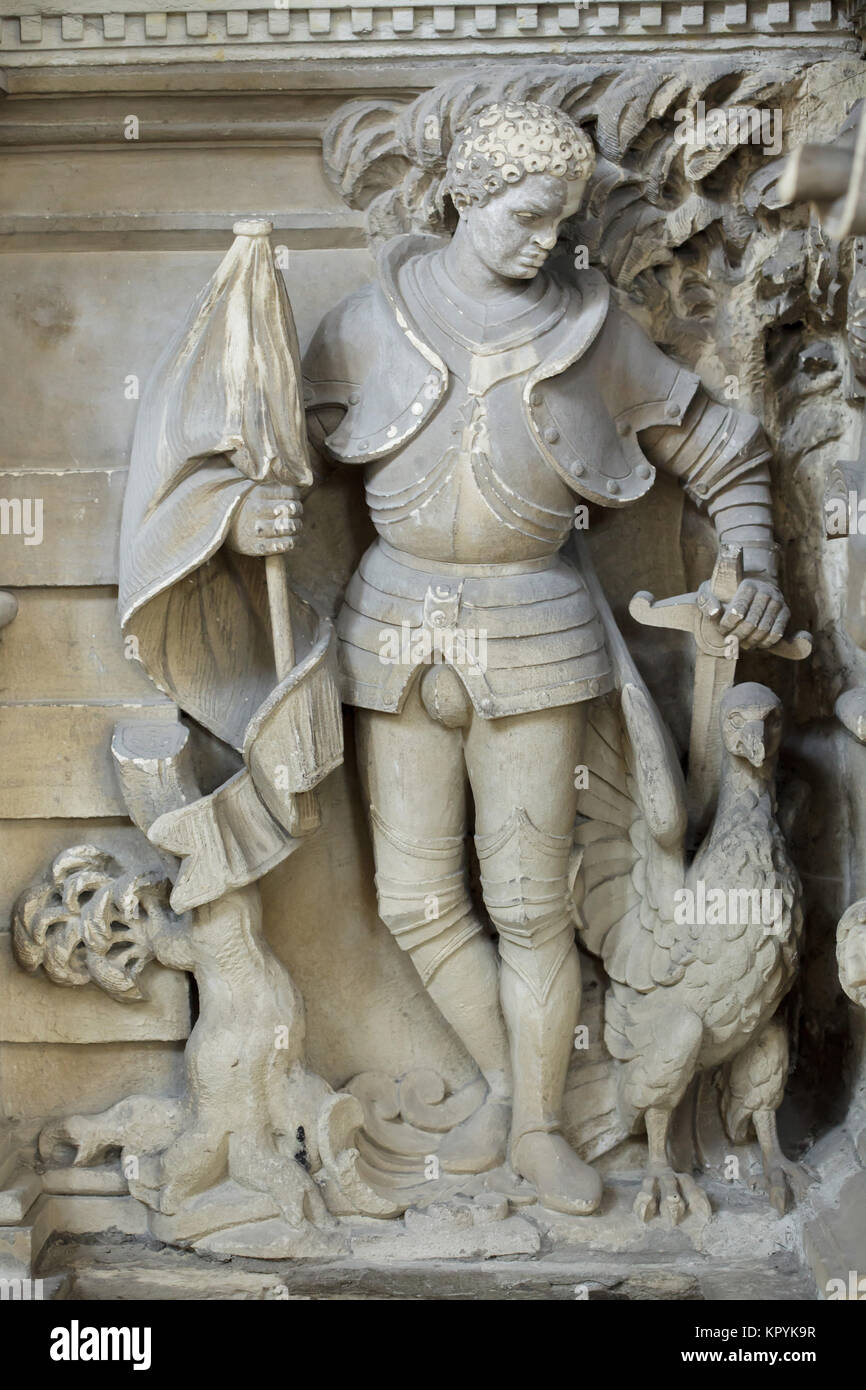 Saint Maurice. Renaissance statue on the Schulenburg Epitaph in the