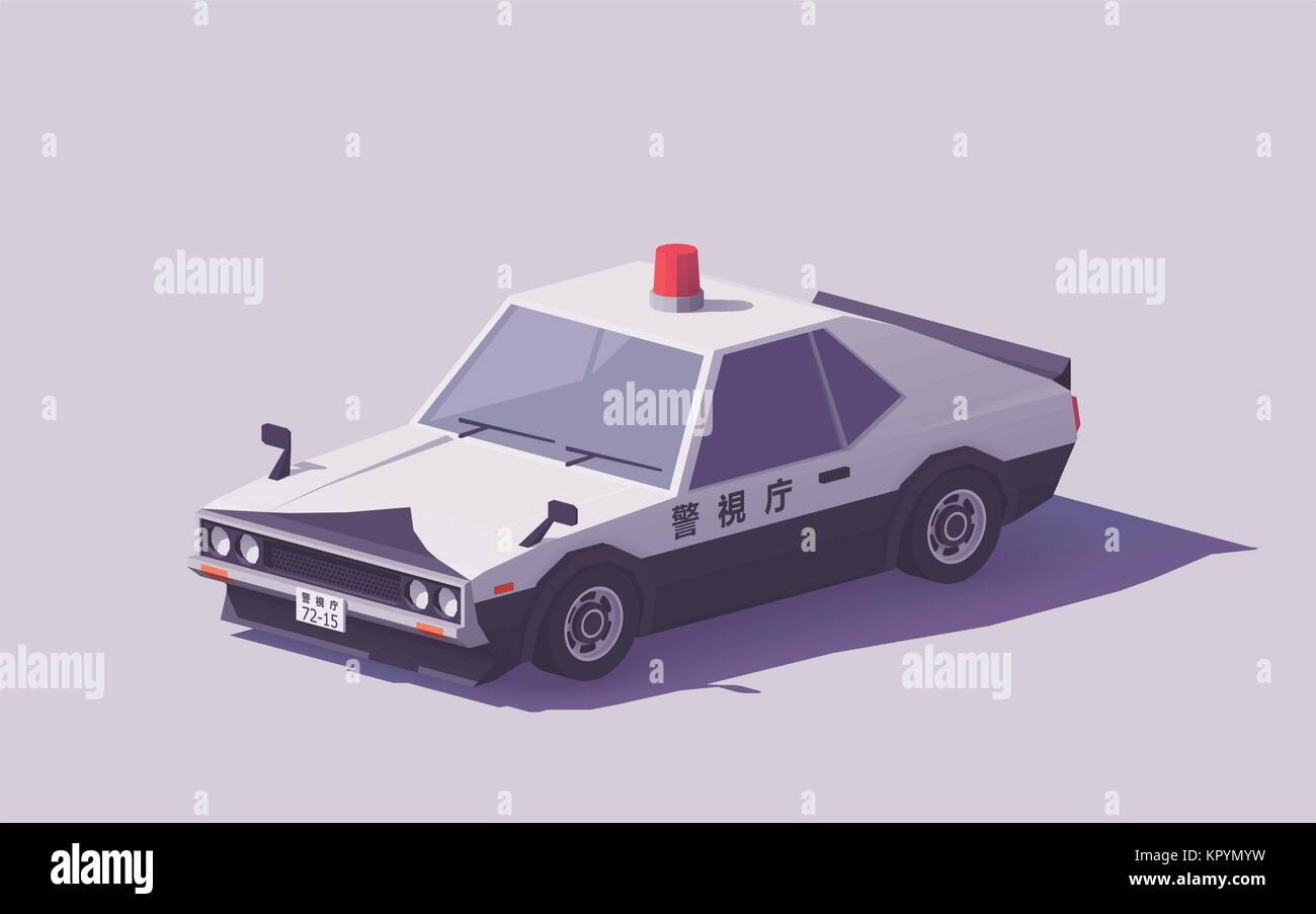 Vector low poly Japanese police car Stock Vector