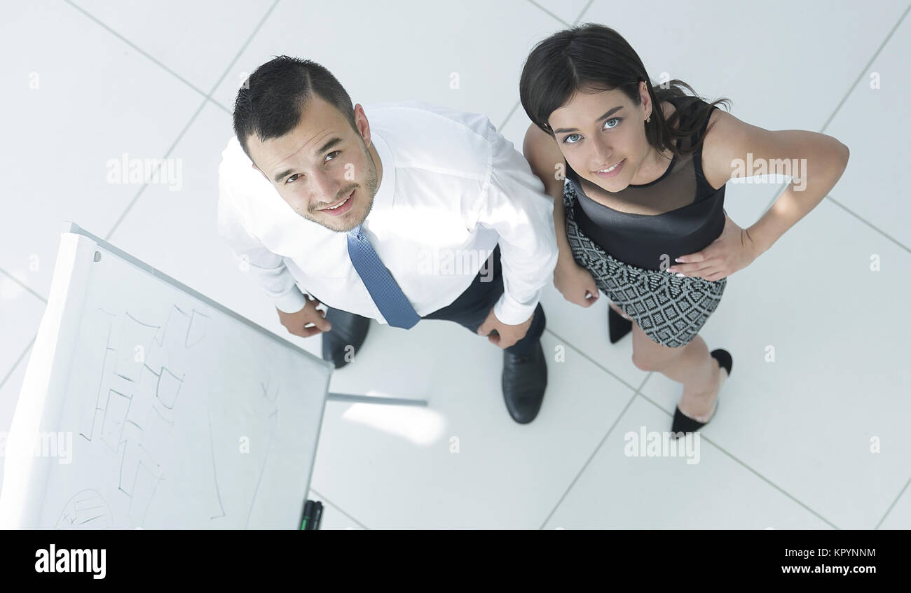 view from the top. business team standing in office hall Stock Photo ...