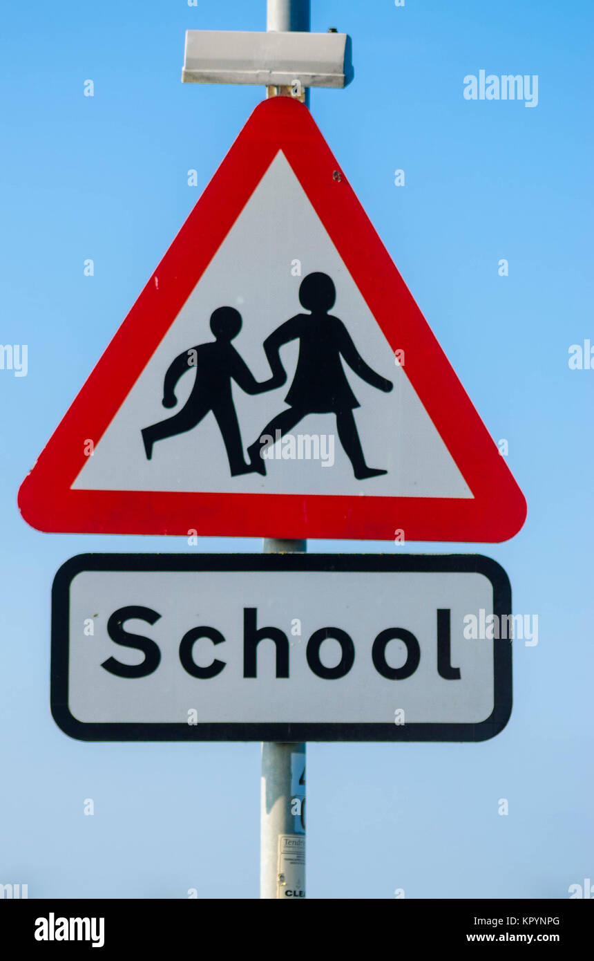 School road sign indecating crossing area Stock Photo