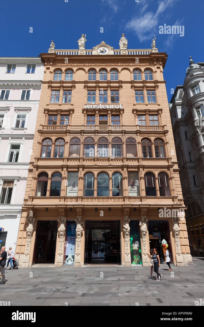 Julius Meinl shop and Wustenrot company building on Graben street in city of Vienna, Austria, Europe Stock Photo