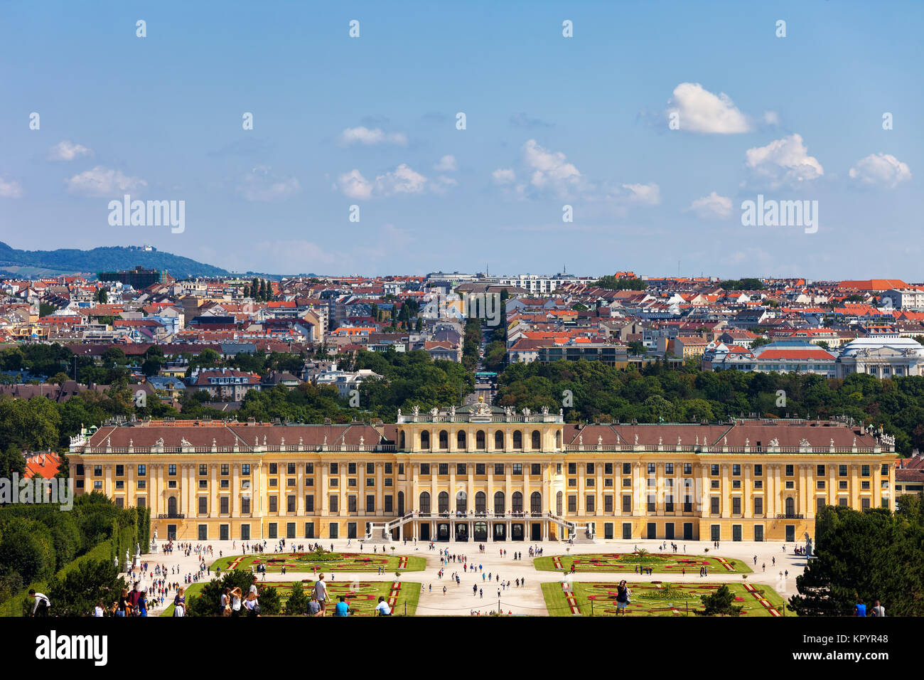 Schonbrunn Palace, imperial summer residence Baroque style architecture, city of Vienna cityscape, Austria, Europe Stock Photo