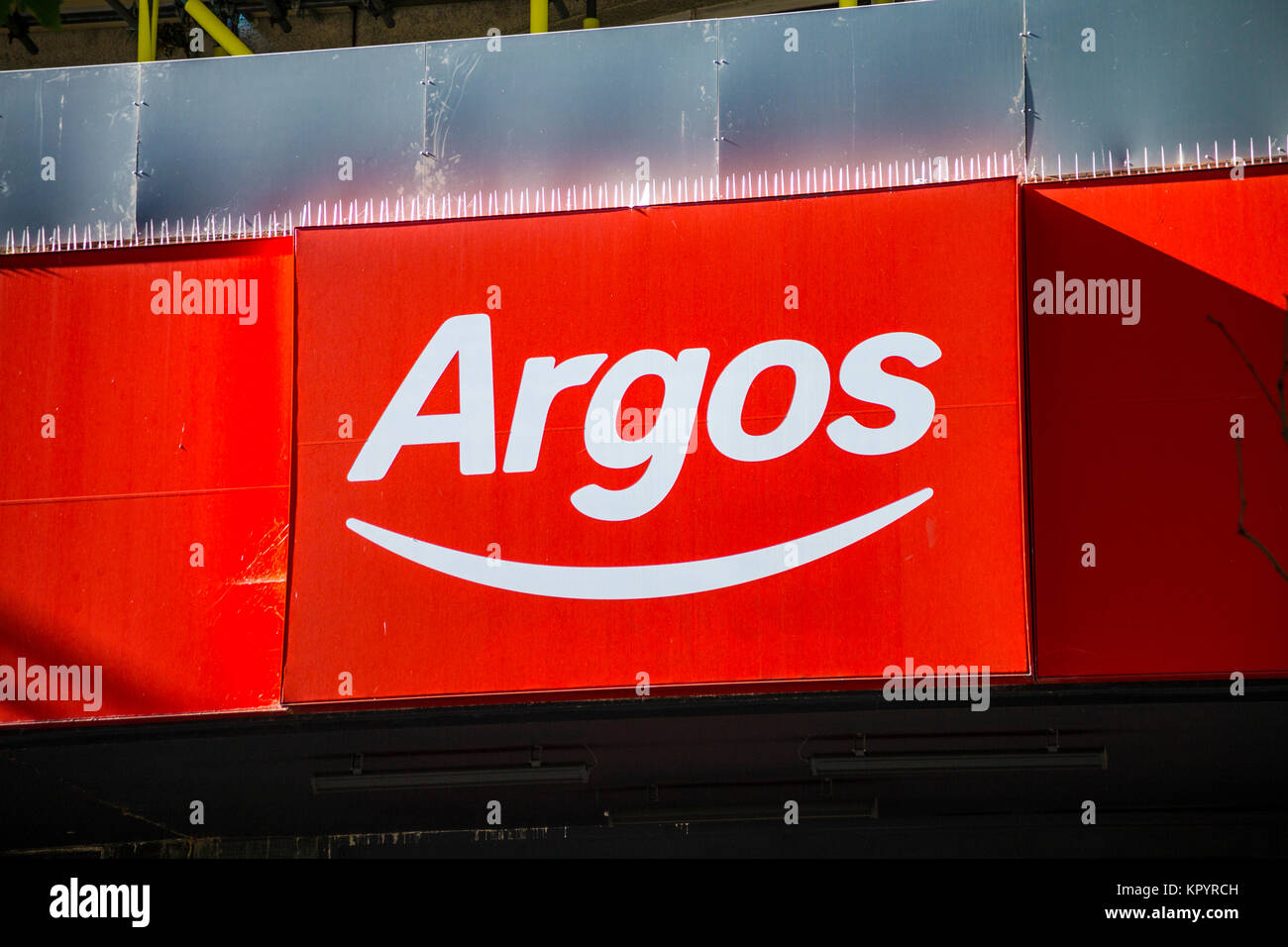 Storefront sign of Argos - British catalogue retailer, London, UK Stock Photo