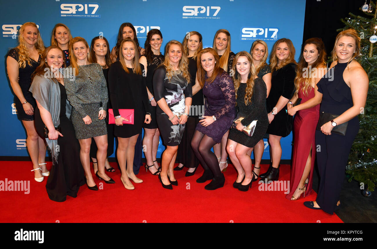 England Women's rugby union team during the red carpet arrivals for BBC