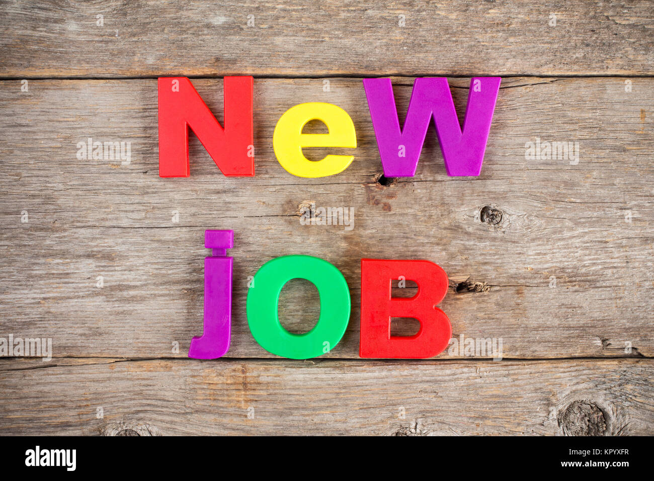 Letter Magnets Spelling Text NEW JOB Stock Photo Alamy