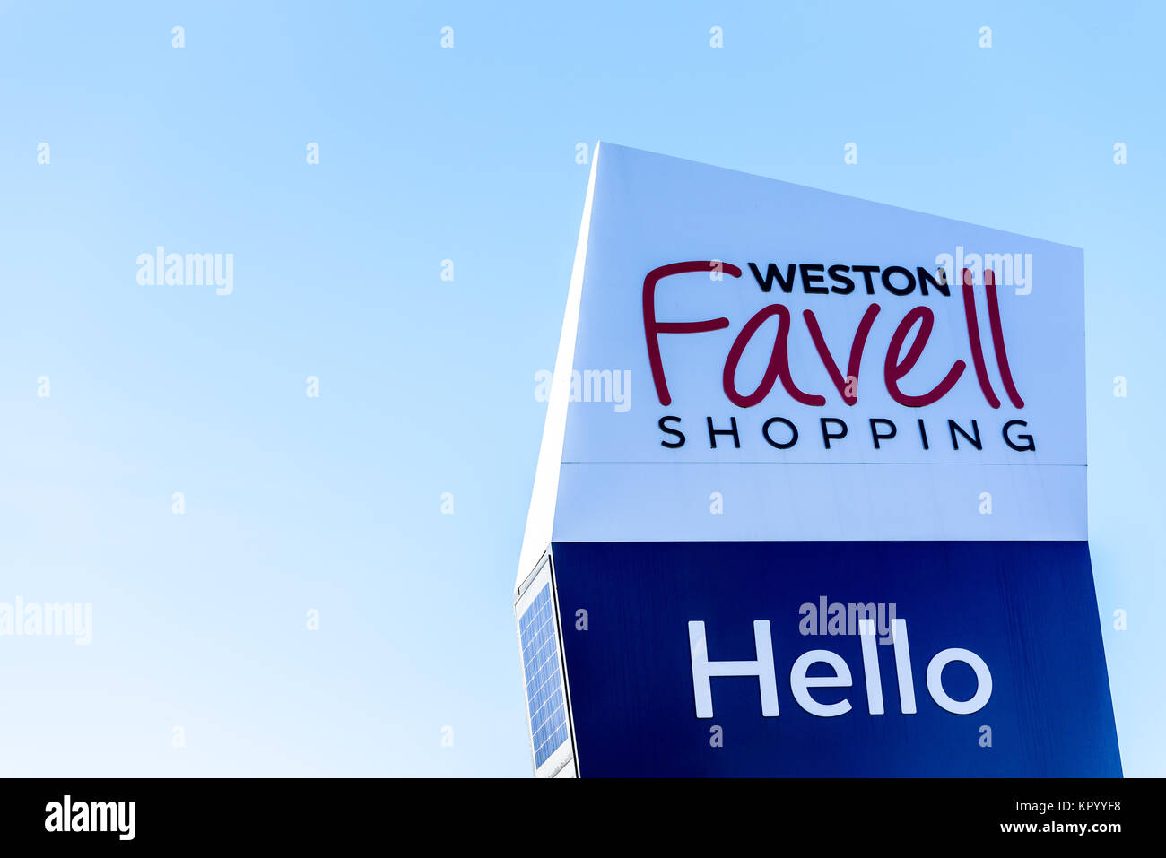 Northampton, UK Oct 25, 2017 Day view of Weston Favell Shopping logo