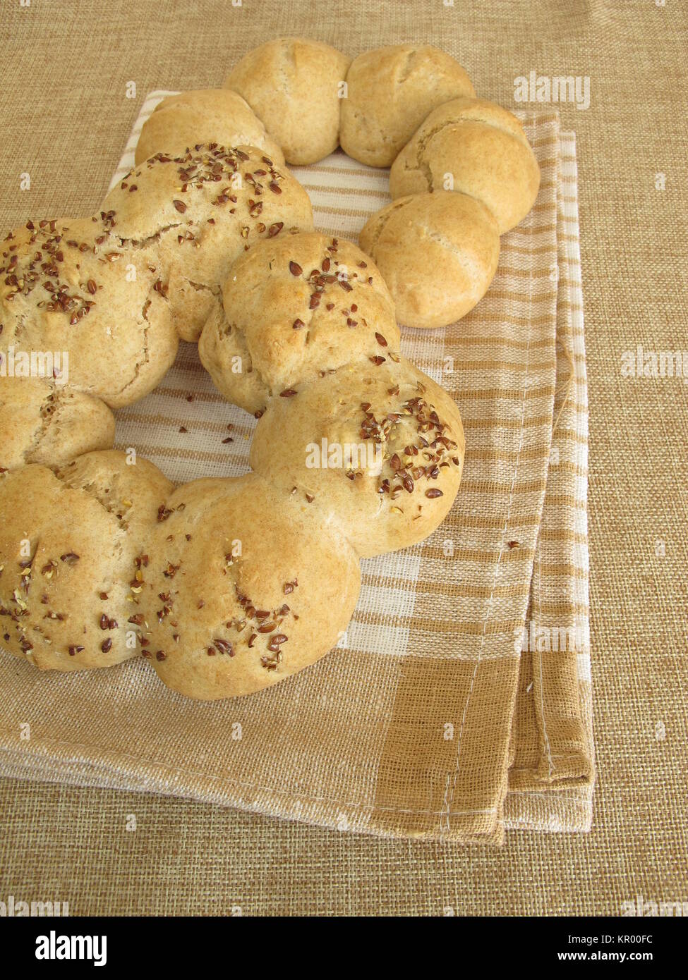 bun ring spelled and bread ring with linseed Stock Photo
