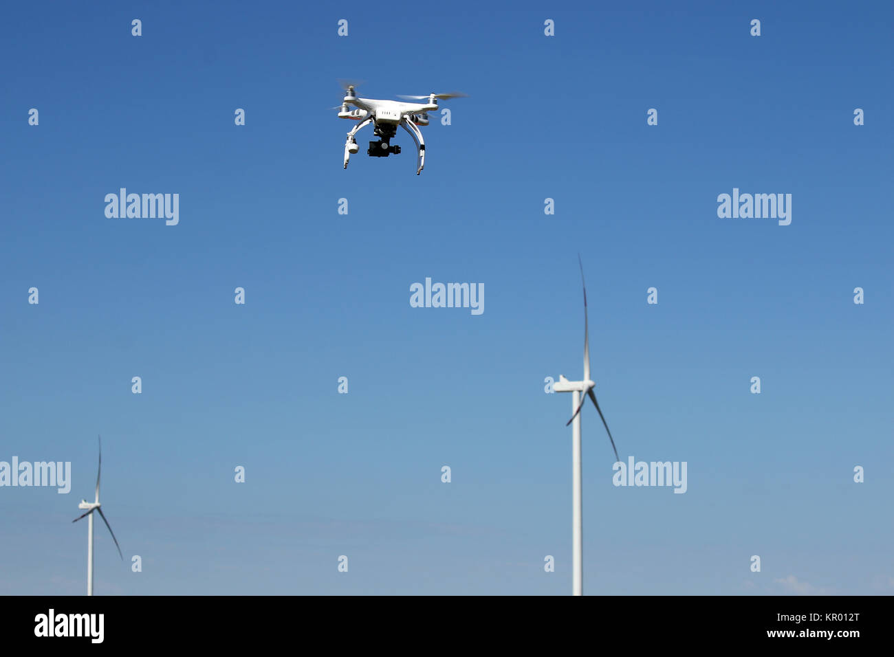 drone flying over wind turbines Stock Photo Alamy