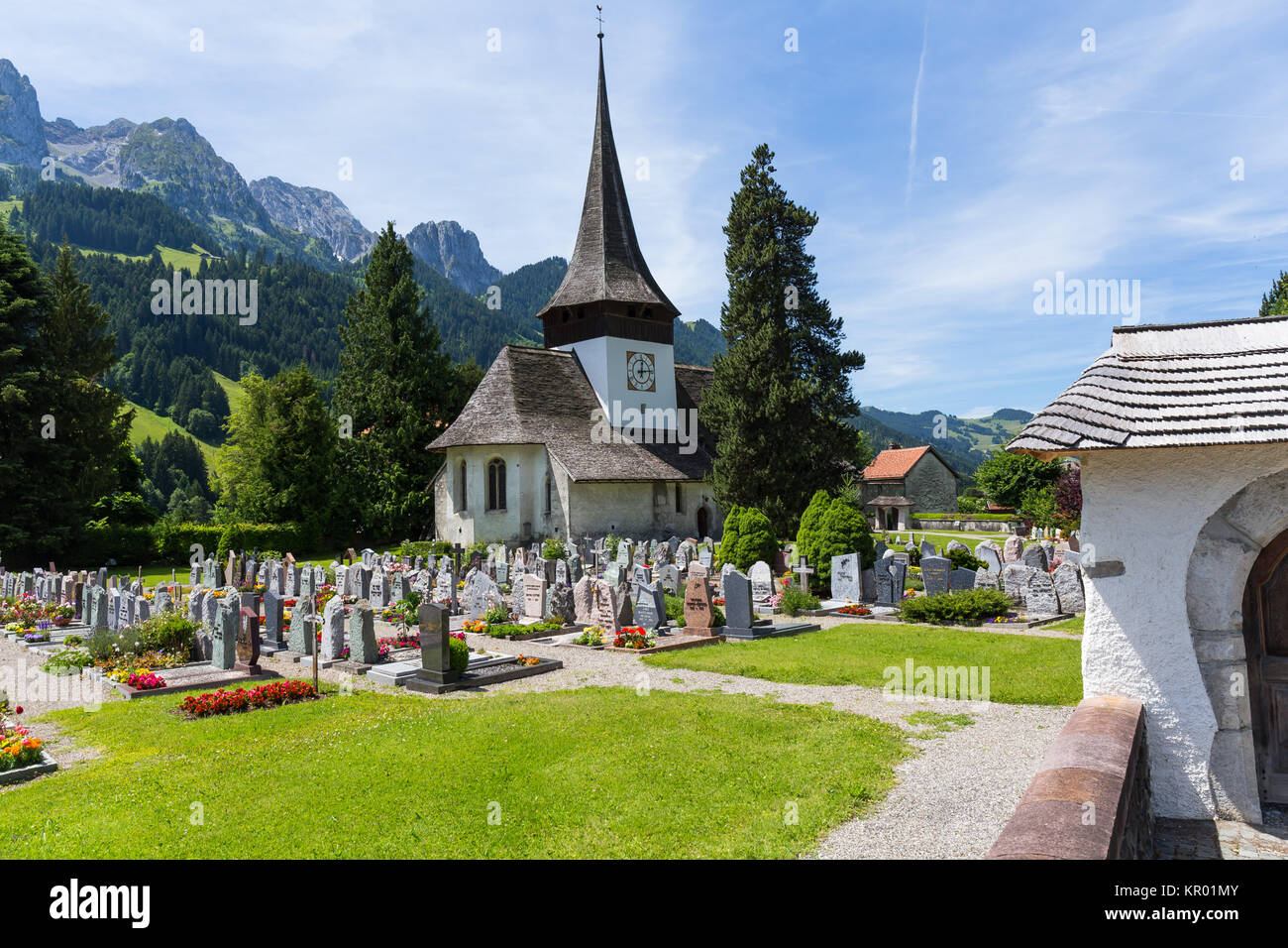 Church in Rougemont Vaud canton Switzerland Stock Photo