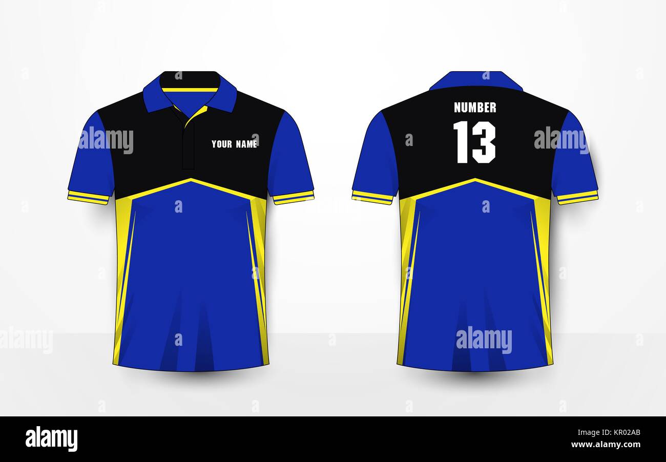 Blue, yellow and black sport football kits, jersey, t-shirt design