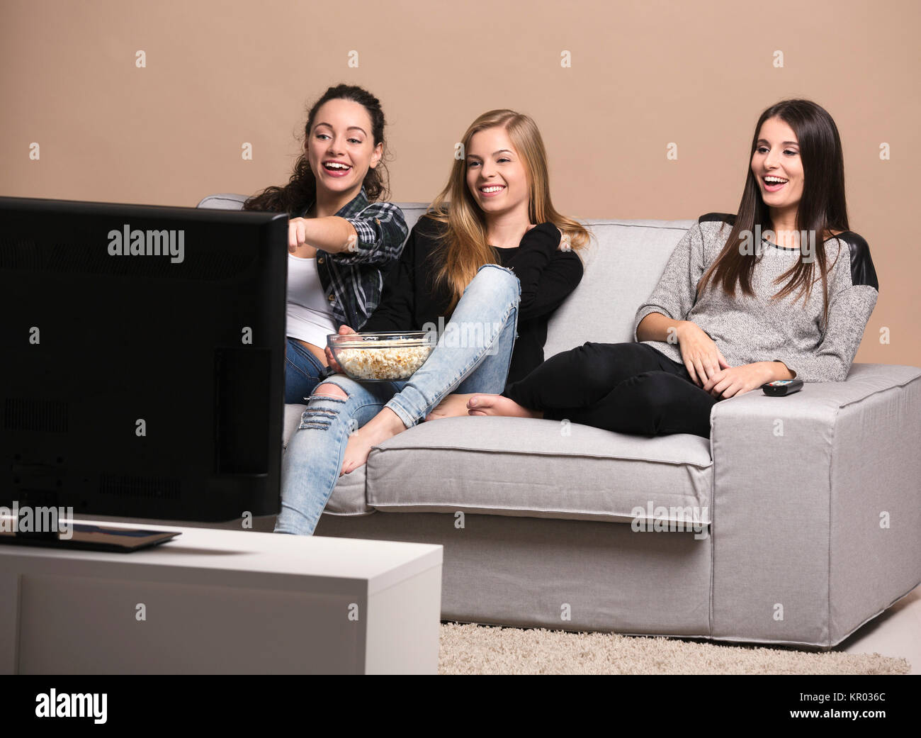 Girls watching movies Stock Photo Alamy