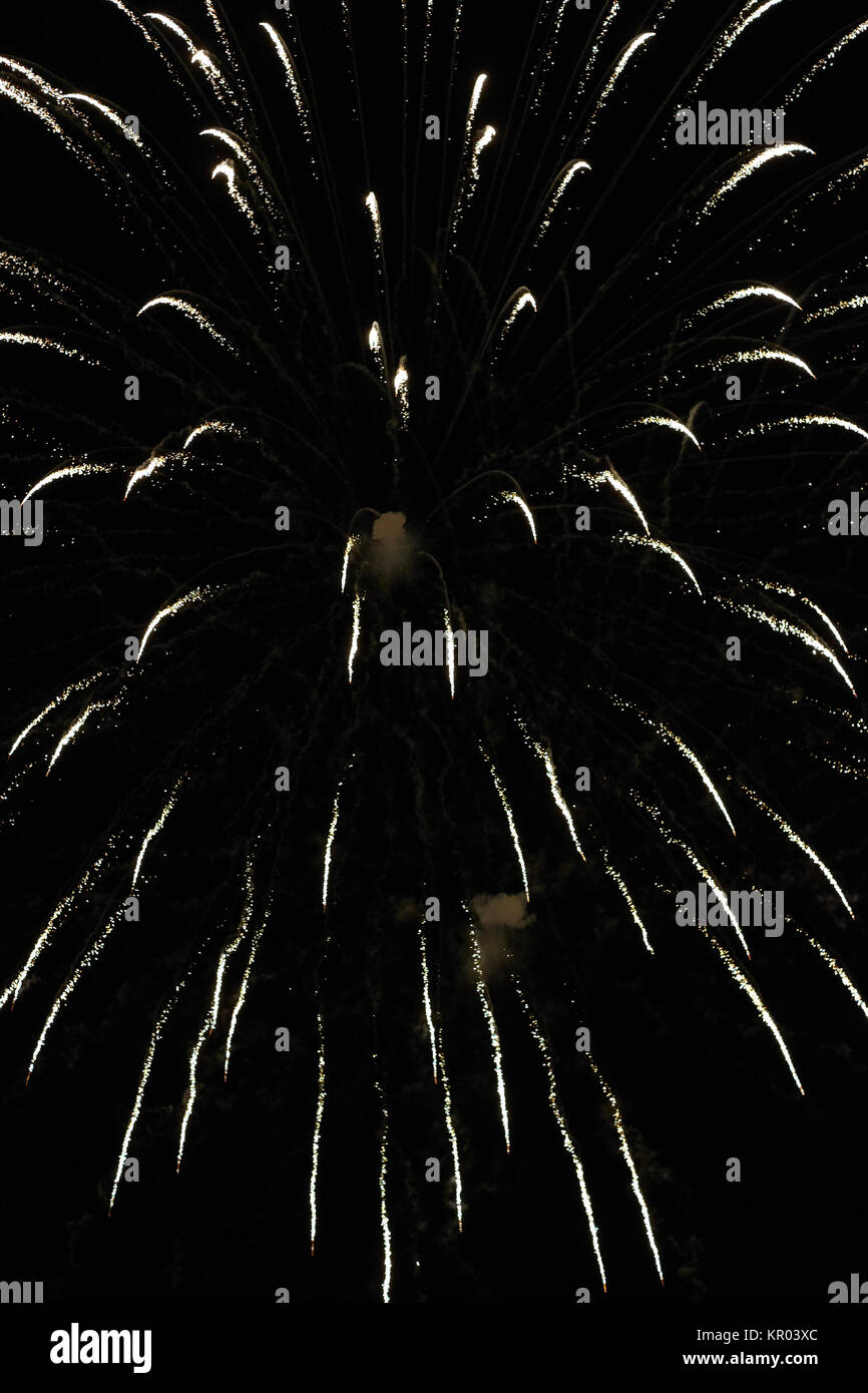 Firework pattern in the night sky Stock Photo