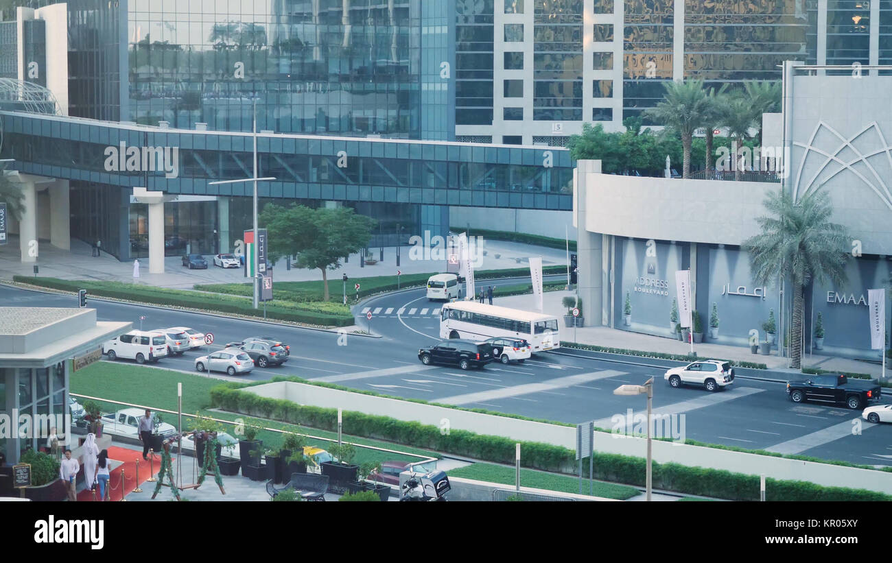 United Arab Emirates, Dubai October 2017 Cars in a roundabout in a