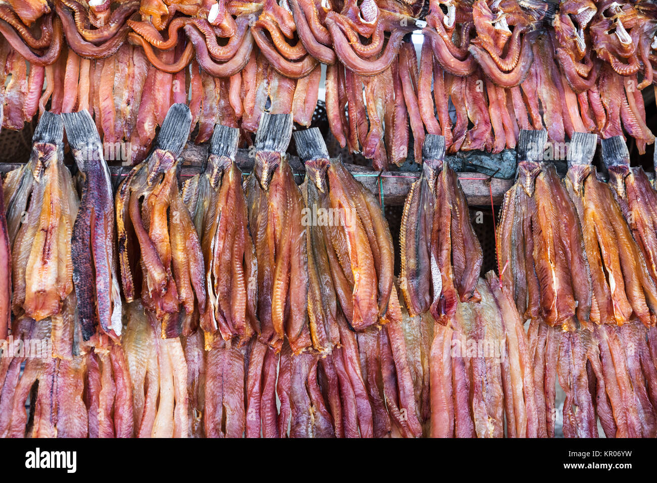 smoked fish at a street market Stock Photo Alamy