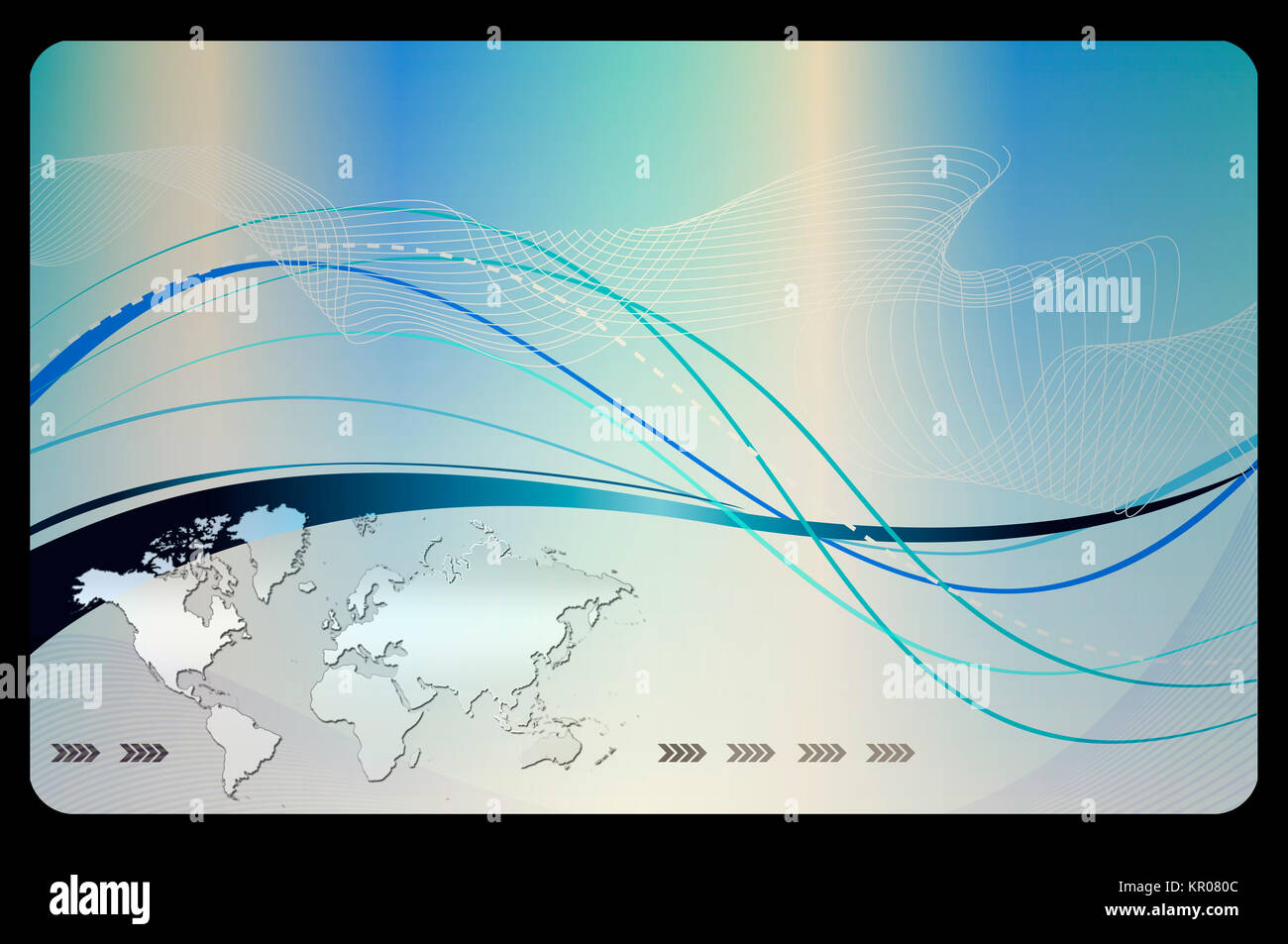 Abstract background with world map and waves for the design of business ...
