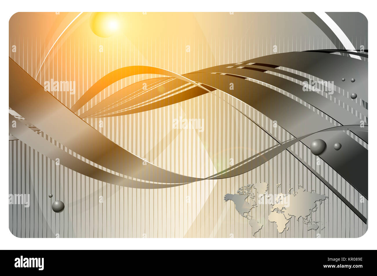 Abstract waves background with world map for the design of business ...