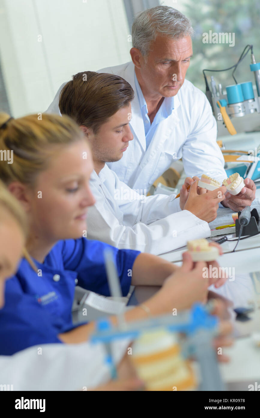 Technicians working in dental laboratory Stock Photo Alamy