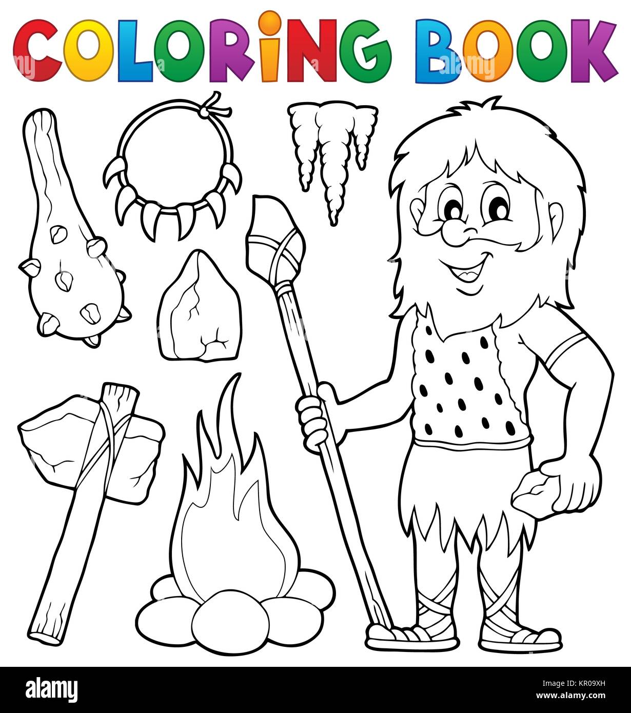 Coloring book prehistoric thematics 1 Stock Photo