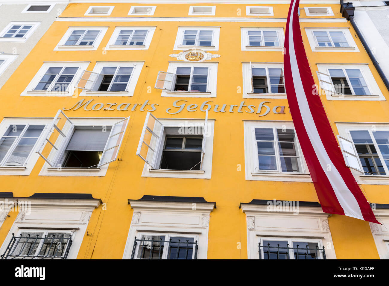 The house of Wolfgang Amadeus Mozart's Birthplace in Salzburg, Austria ...