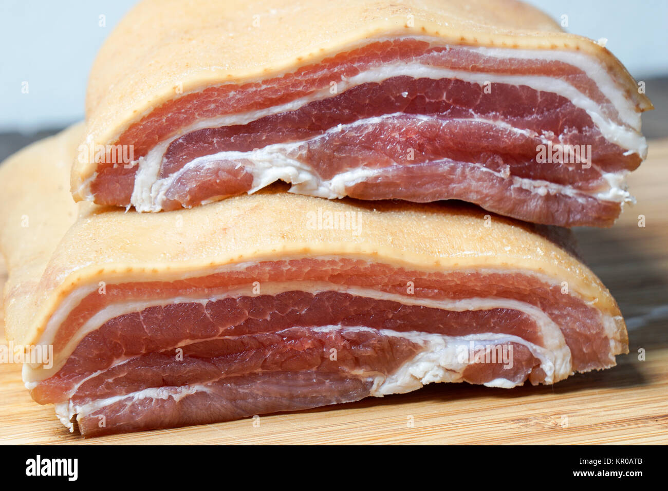 Raw Bacon, smoked pork belly Stock Photo Alamy