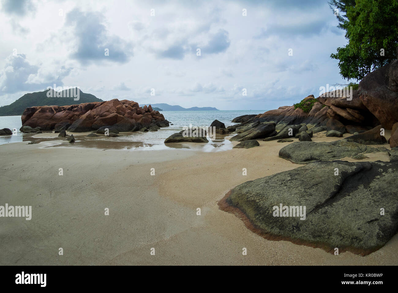 coast on praslin at anse madge Stock Photo