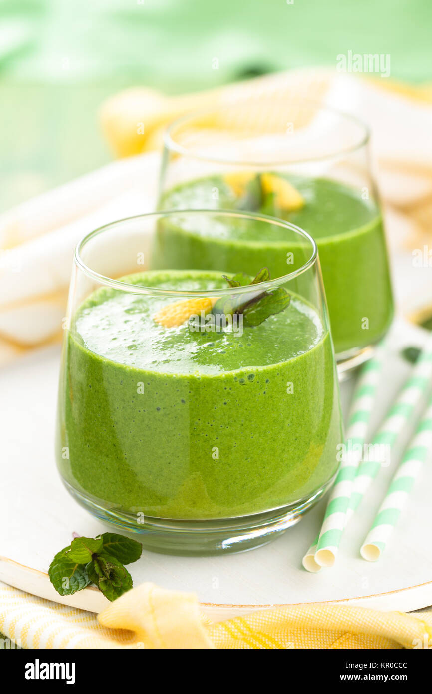 Spinach smoothie with mint Stock Photo Alamy