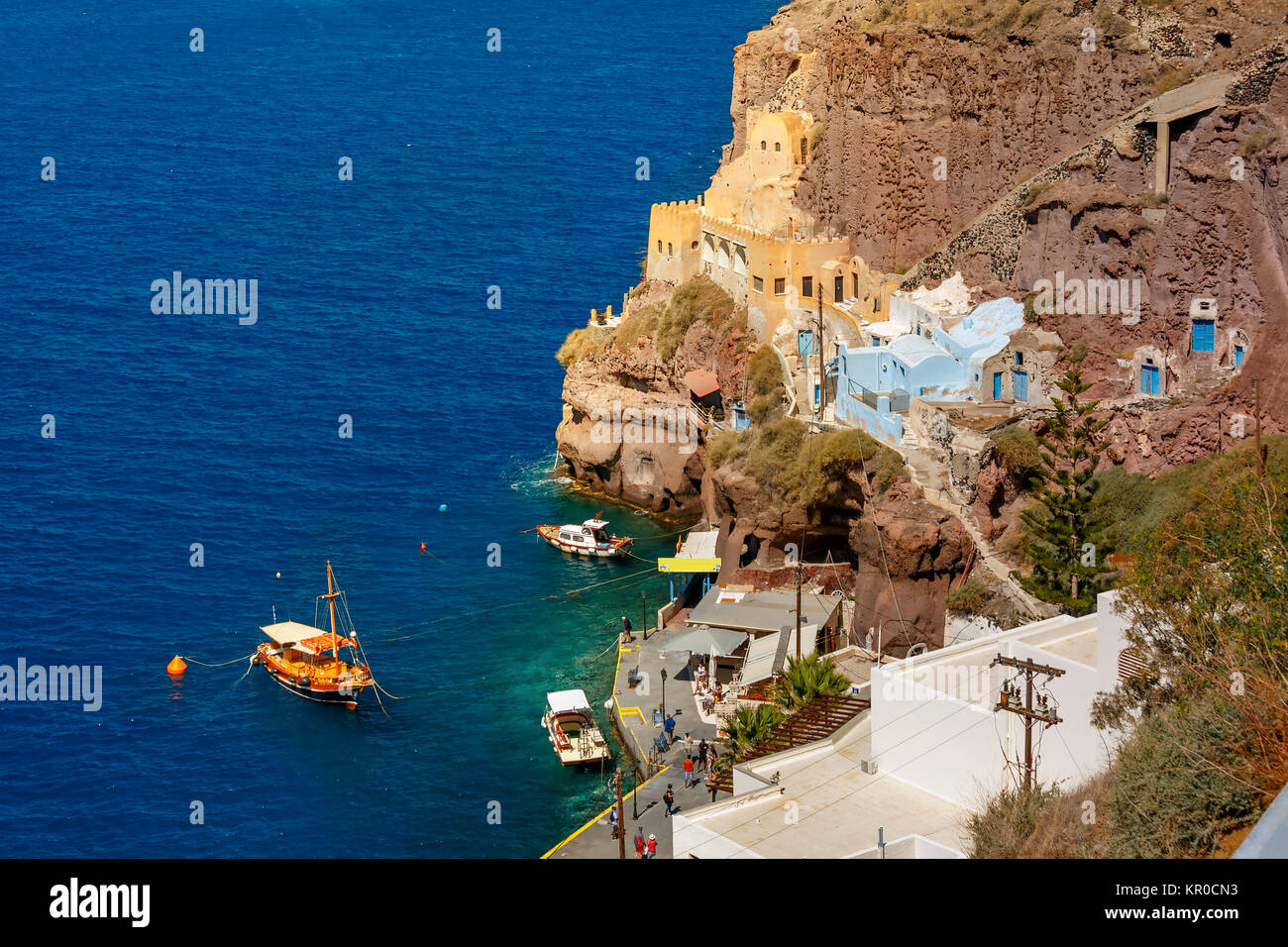 Old Port of Fira, main town Santorini, Greece Stock Photo Alamy