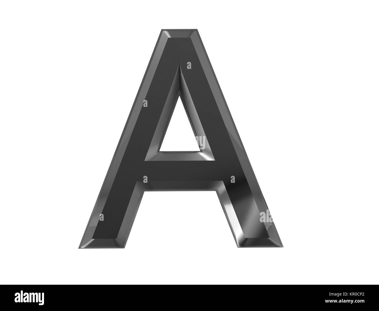 3d rendering of the letter a in brushed metal on a white isolated background Stock Photo