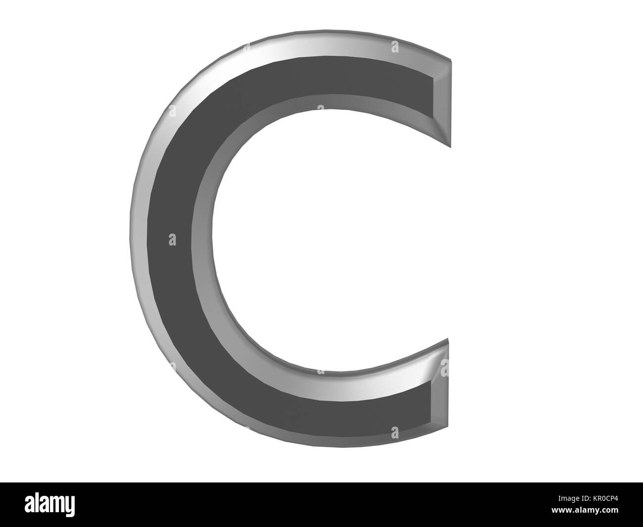 3d rendering of the letter C in brushed metal on a white isolated background Stock Photo