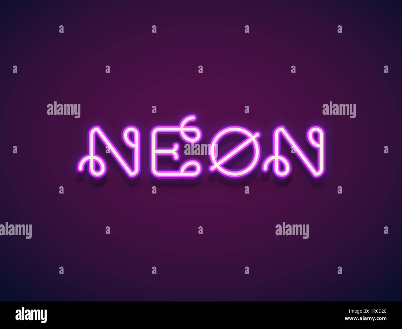 Neon Vector Lettering Stock Photo - Alamy