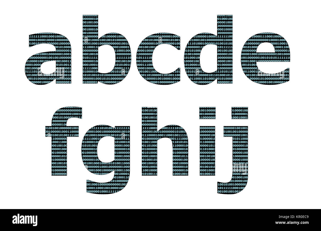 Binary numeral pattern on english character Stock Photo - Alamy