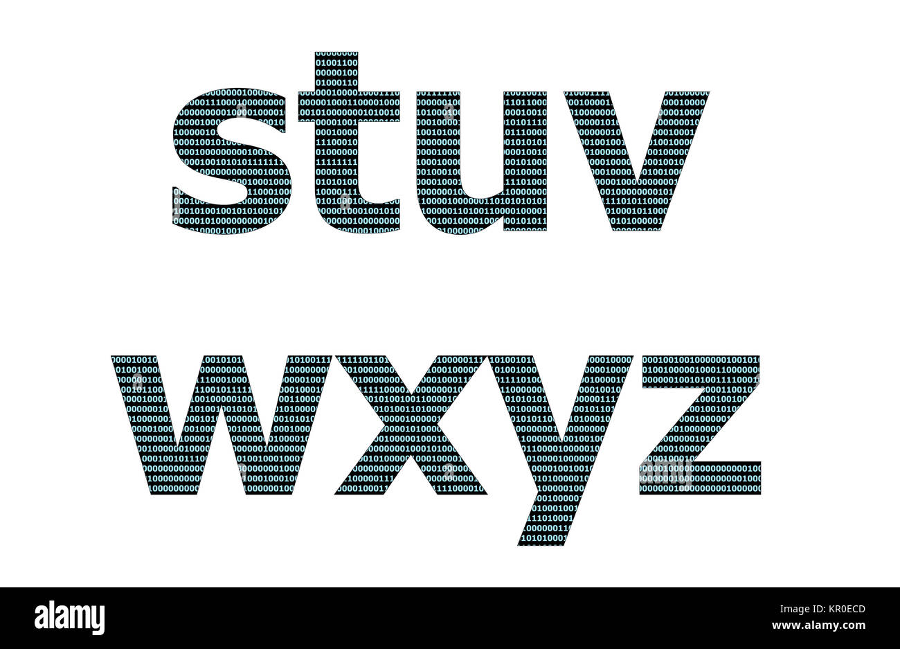 Binary numeral pattern on english character Stock Photo - Alamy