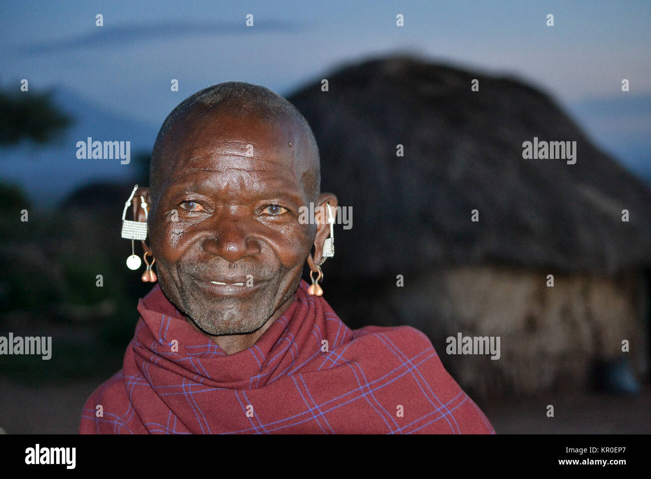 Masai people in natural reserve of Masai Mara. The Masai are a Nilotic ethnic group inhabiting southern Kenya and northern Tanzania. Stock Photo