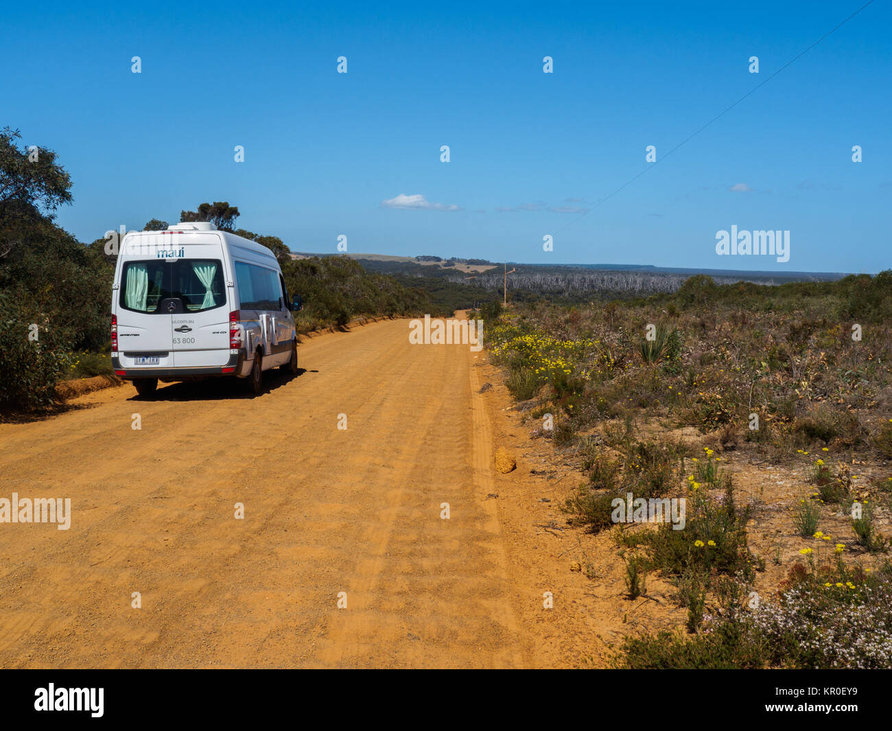 Campervan on unmade road to Cape Borda, Kangaroo Island Stock Photo Alamy