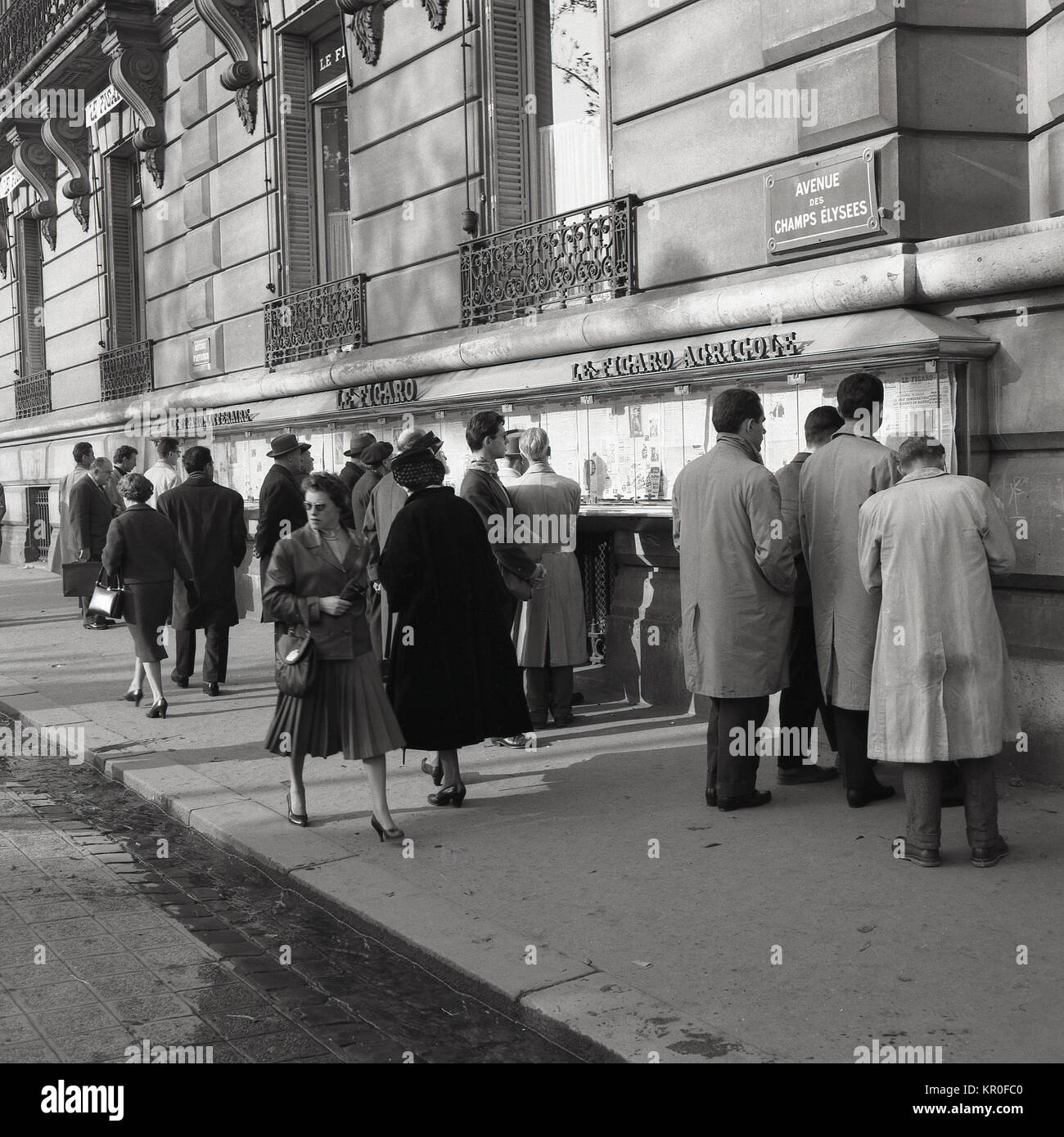 Paris, France busy streets, avenue des Champs-Elysees. Vintage