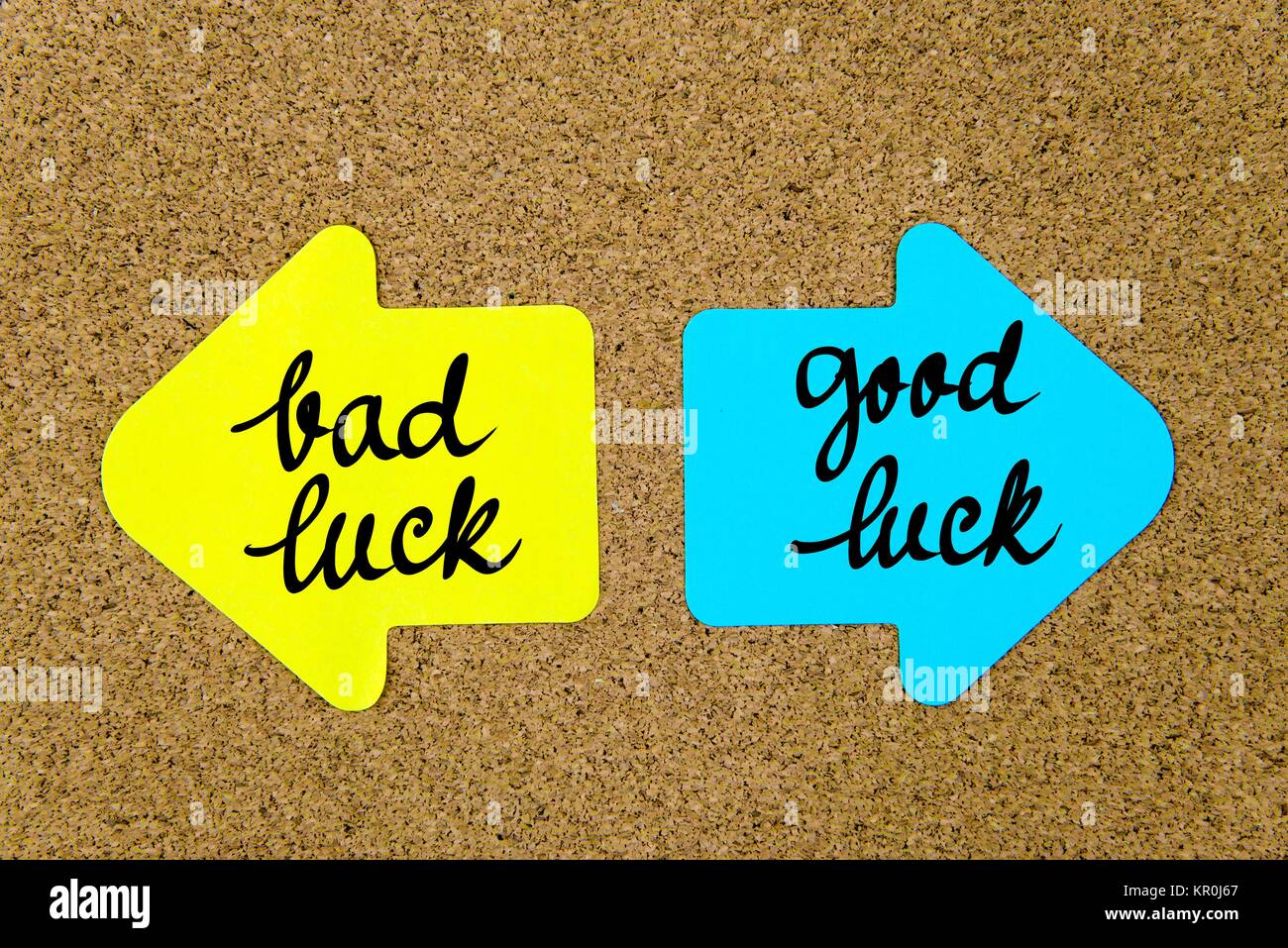 Message Bad Luck versus Good Luck Stock Photo